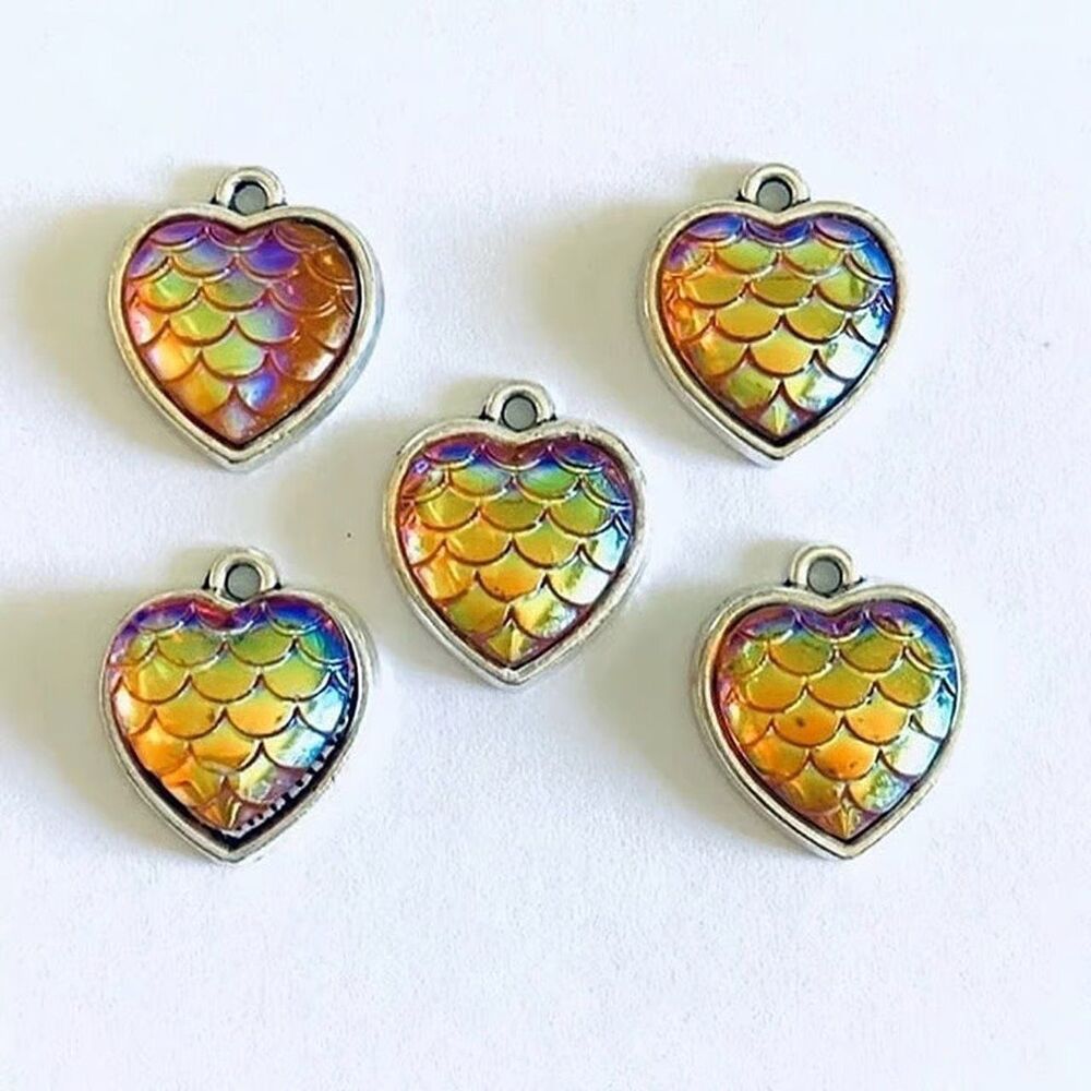 5pcs Beads for Jewelry #13013 Mermaid Scales Charms